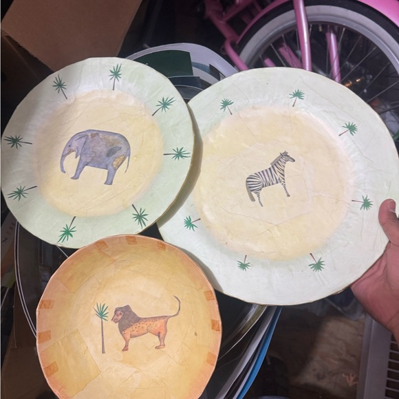 Rare mache paper Plates Set